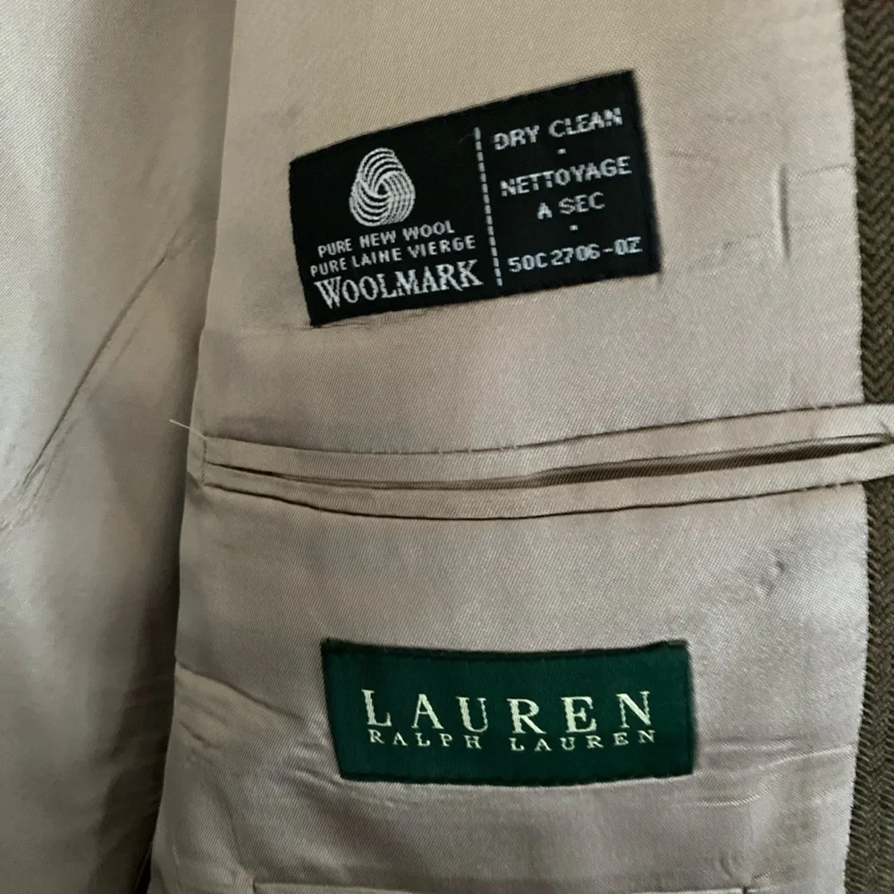 Lauren Ralph Lauren Sport Coat Blazer Mens Herringbone Pure Laine Wool 44R - Picture 5 of 14